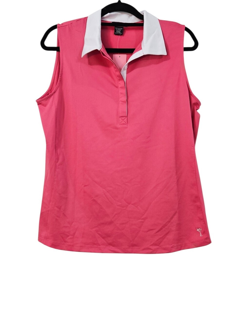 NWT Golftini Hot Pink Sleeveless Zip Contrast Polo Size XXL